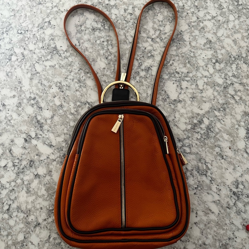 Valentina leather orange slim backpack